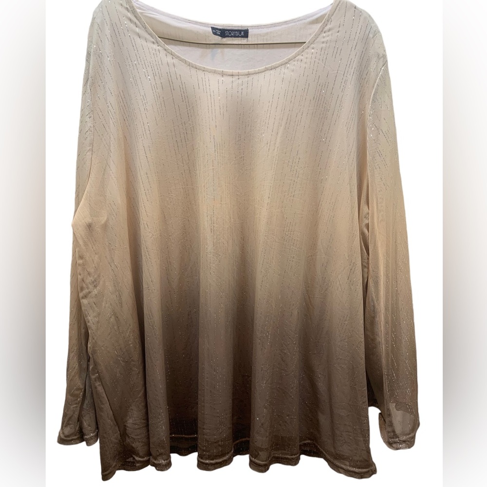 Storybuk Blouse | 2 tone Color Cream & Tan with Sparkle| Size 2X